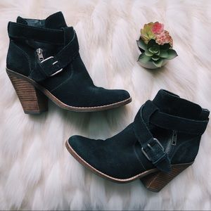 Dolce vita black suede ankle booties with buckle zipper